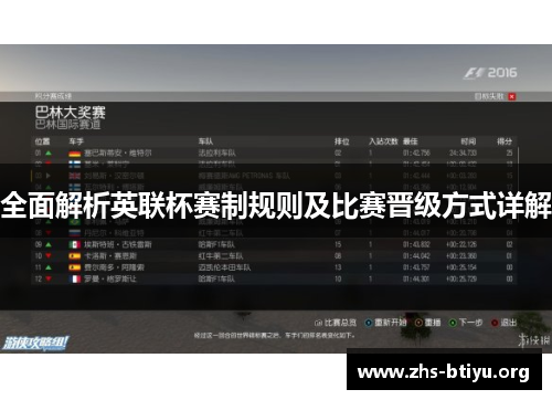 全面解析英联杯赛制规则及比赛晋级方式详解